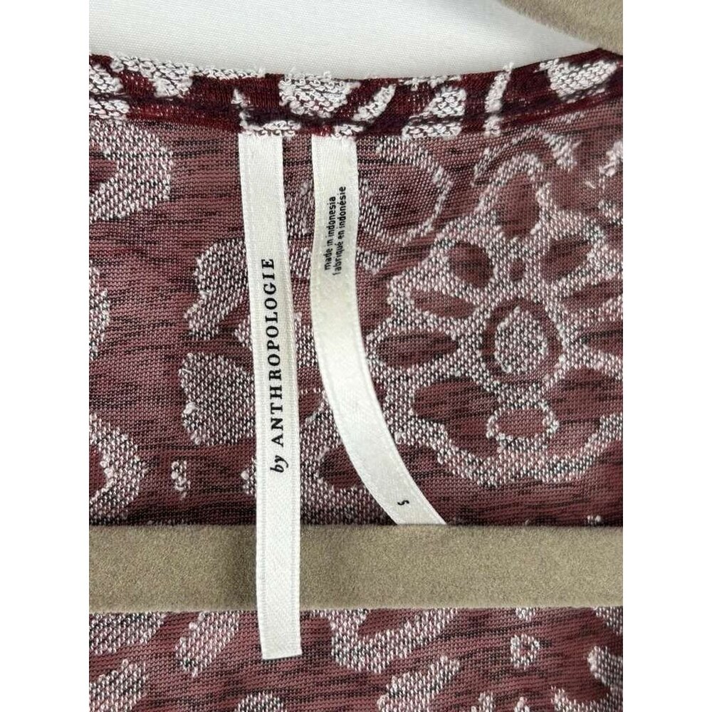 By Anthropologie Women's S Jacquard Cropped Long Sleeve Blouse - Picture 13 of 15